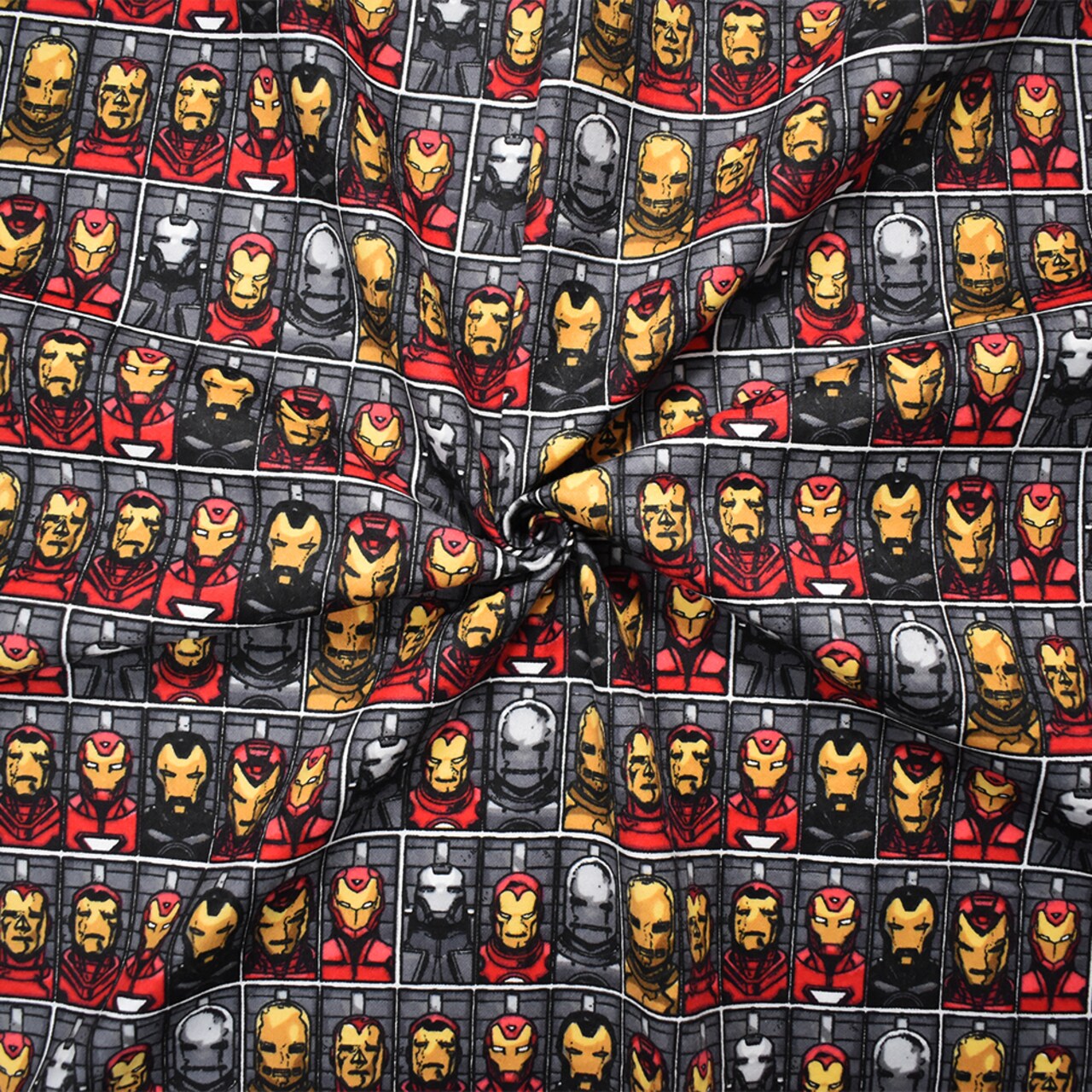 Gray-Red-Multi Cotton Marvel Iron Man Printed Quilting Woven Fabric By the Yard